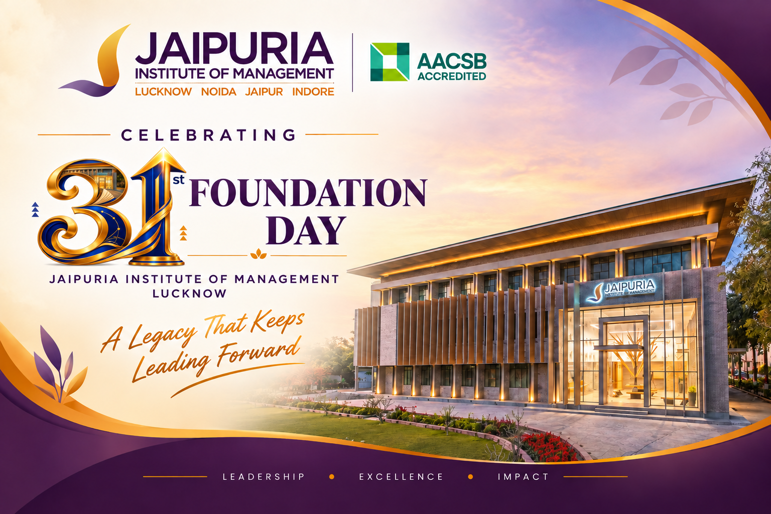 31st Foundation Day Celebrated  at Jaipuria Institute of Management, Lucknow